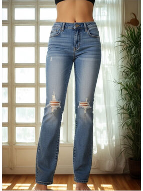 Ibiza Women's High Rise Push-Up Jeans Blue Size 3 Refuge Girls Distresse Denim